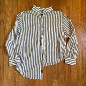 Todd Snyder Brown and White Striped Button Down Shirt